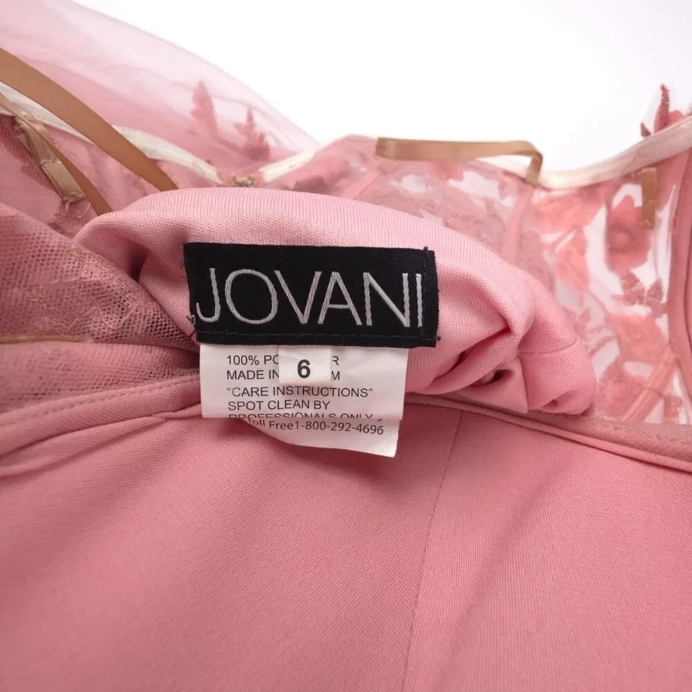 JOVANI 02845 Floral Applique Embellished Corset Gown Pink Romantic Pageant HOCO - Picture 2 of 14